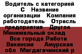 Водитель с категорией С › Название организации ­ Компания-работодатель › Отрасль предприятия ­ Другое › Минимальный оклад ­ 1 - Все города Работа » Вакансии   . Амурская обл.,Магдагачинский р-н